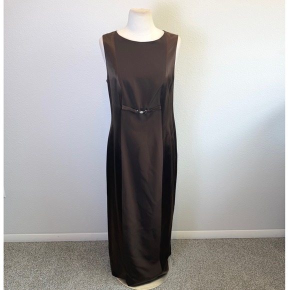 Rickie Freeman for Teri Jon Dresses & Skirts - Rickie Freeman 100% Silk Brown Drape Sleeveless Gown Sz 8 Formal Cocktail Glam